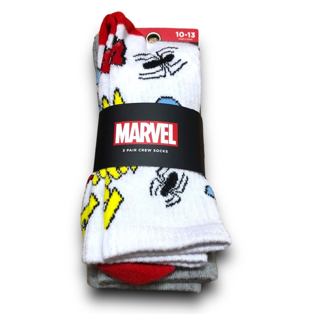 Marvel Men's Crew Socks (3 Pairs) (10-13)
